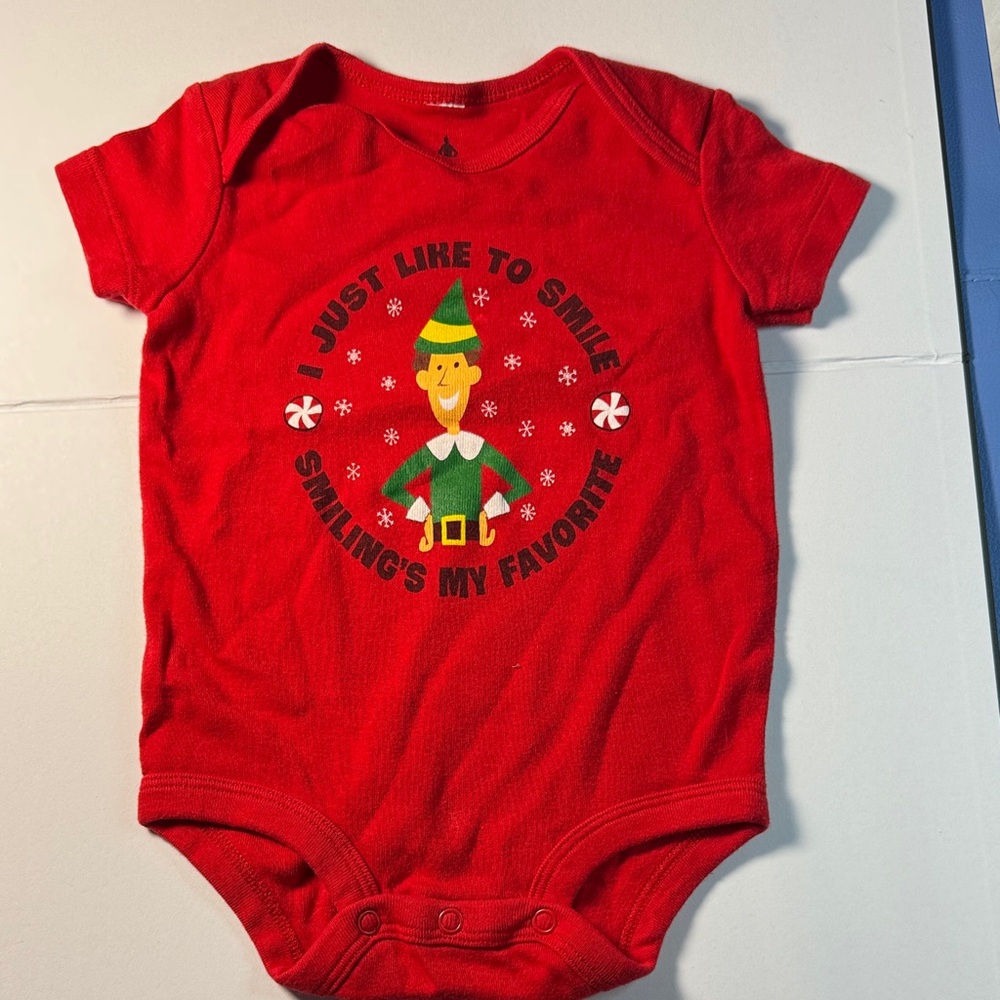 Funny Christmas onesie 6 month size elf holiday baby